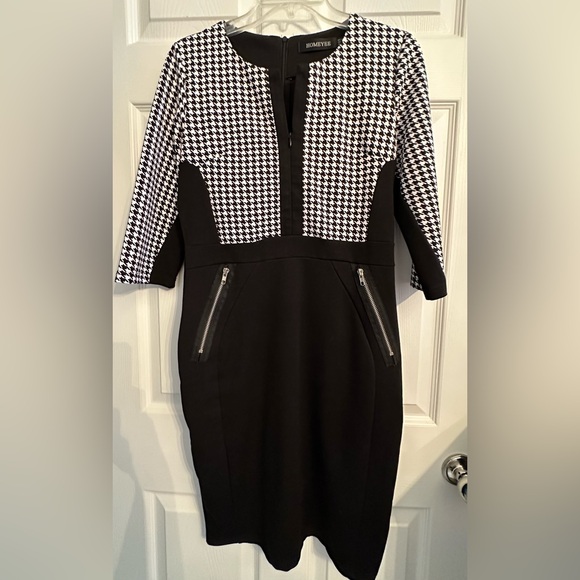 Homeyee Size 8 Black and Houndstooth Dress - Picture 1 of 5